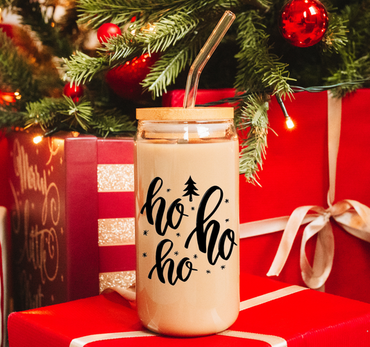 Ho Ho Ho Christmas Glass Cup