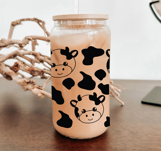 Cow Print Glass Cup