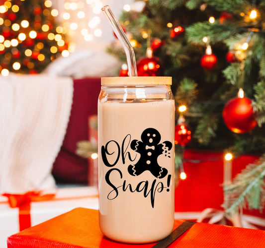 Oh Snap Christmas Glass Cup